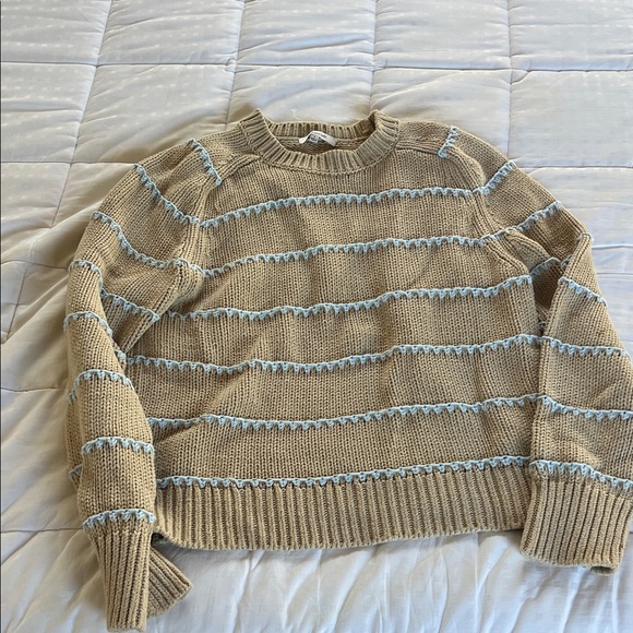 Madewell Women's Tan and Blue Striped Sweater - Picture 3 of 6